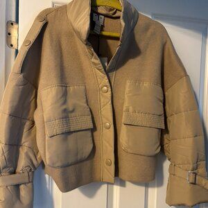 Rain & Rose camel brown fleece and nylon jacket size small - NWT